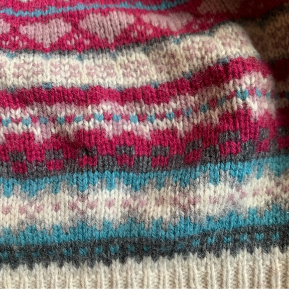 SIMONS - Tuques Beret - Wool Casmere Angora - white with blue / pink details - Picture 5 of 7